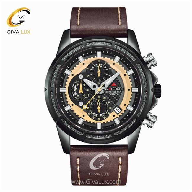 ساعت مچی اورجینال ناوی فورس مردانه سه موتوره کرنوگراف مشکی | قهوه ای | مشکی | کد رفرنس NF8004